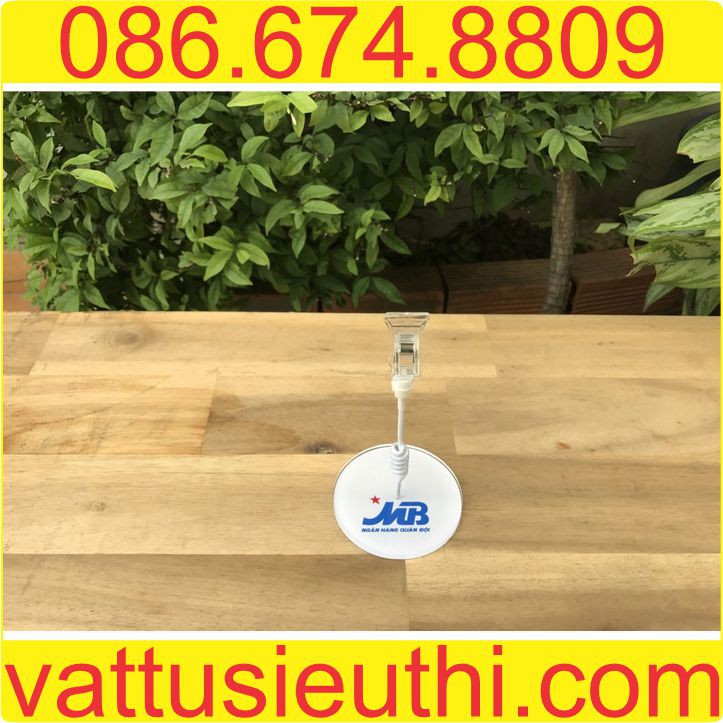 Wobbler để bàn kẹp nhựa
