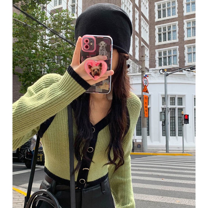 Áo sweater dệt kim tay dài giả hai lớp phong cách retro kiểu mới cho nữ