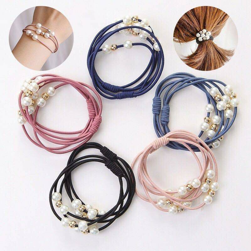 COMBO 100 Dây Thun Cột Tóc Buộc Tóc Hạt Ngọc  Trai Giá Sỉ ,Siêu Đẹp Dễ Thương Style Hàn Quốc