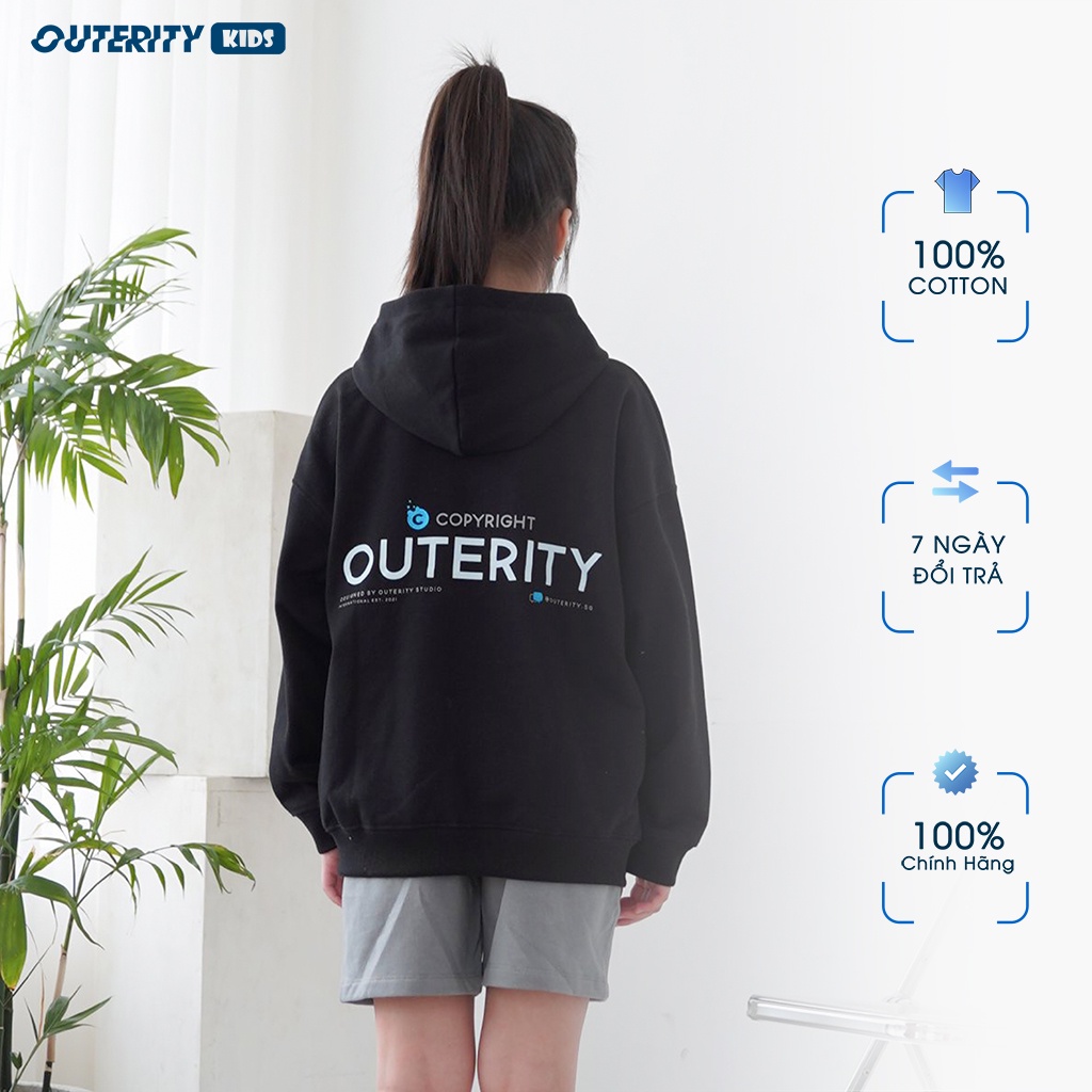 Áo khoác Hoodie trẻ em OuterityKids Đen / Nỉ chân cua - ORK201