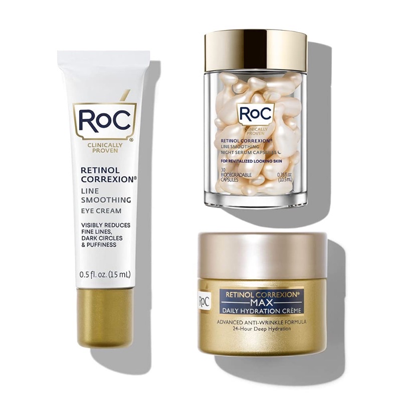 Tinh chất dạng viên chống nhăn da roc roc retinol correxion line smoothing night serum capsules 30viên Hàng Pháp