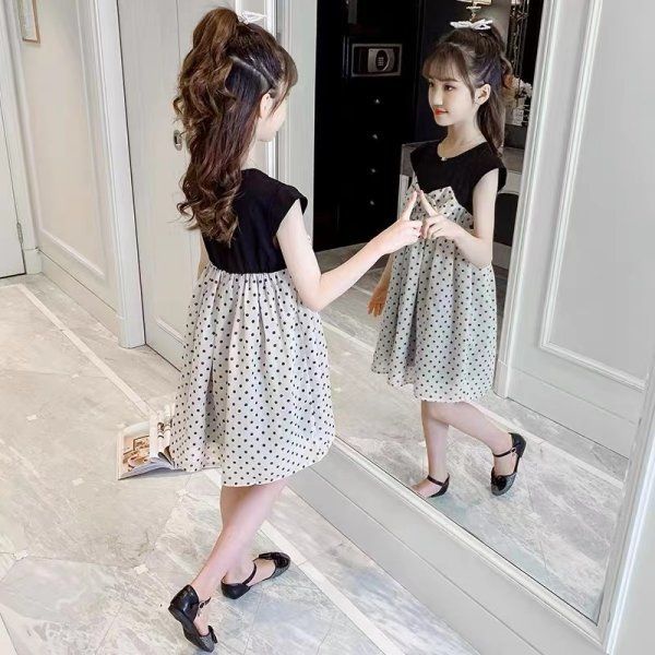 Đầm Công Chúa Vải Voan Chấm Bi Thời Trang Mùa Hè 2022 Cho Bé Gái Từ 3-4 - 5-6 - 7-8 - 9-10 - 11-12 Tuổi
