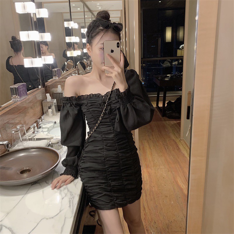 Đầm nữ dáng ôm tay dài midi kiểu nhúng Emilyshop