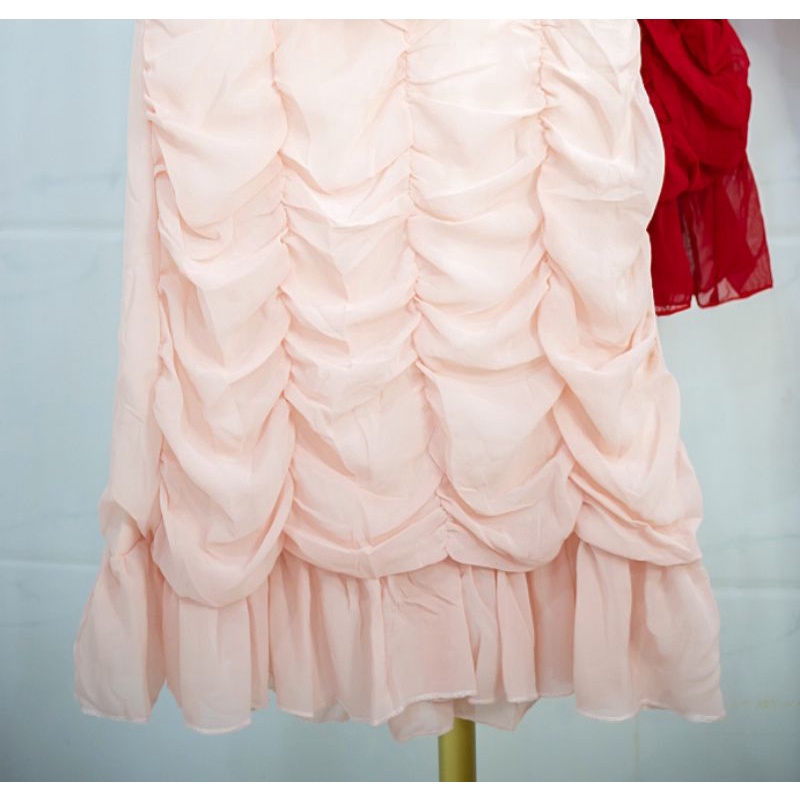 Đầm công sở - Đầm voan nhún đuôi cá tay phồng nơ ngực