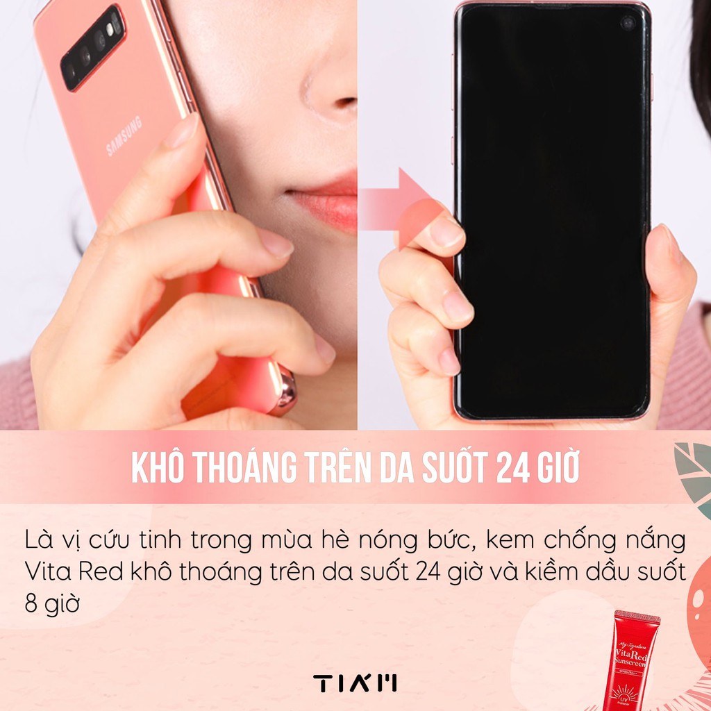 Kem Chống Nắng Dưỡng Trắng, Nâng Tông Da Tức Thì Tiam Vita Red Sunscreen 50ml SPF50+/PA+++ + tặng 1 Mặt Nạ BNBG