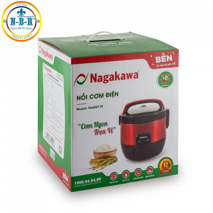 Nồi Cơm Điện NAGAKAWA NAG0119 Dung Tích 1.8 Lit , Phân Phối Chính Hãng bởi NBR STORE | BigBuy360 - bigbuy360.vn