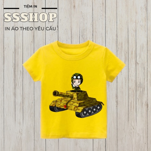 Áo thun bé trai và bé gái in hình hoạt hình Xe Tăng, chất liệu cotton thoáng mát, hình in PET rất đẹp SSSHOP 02