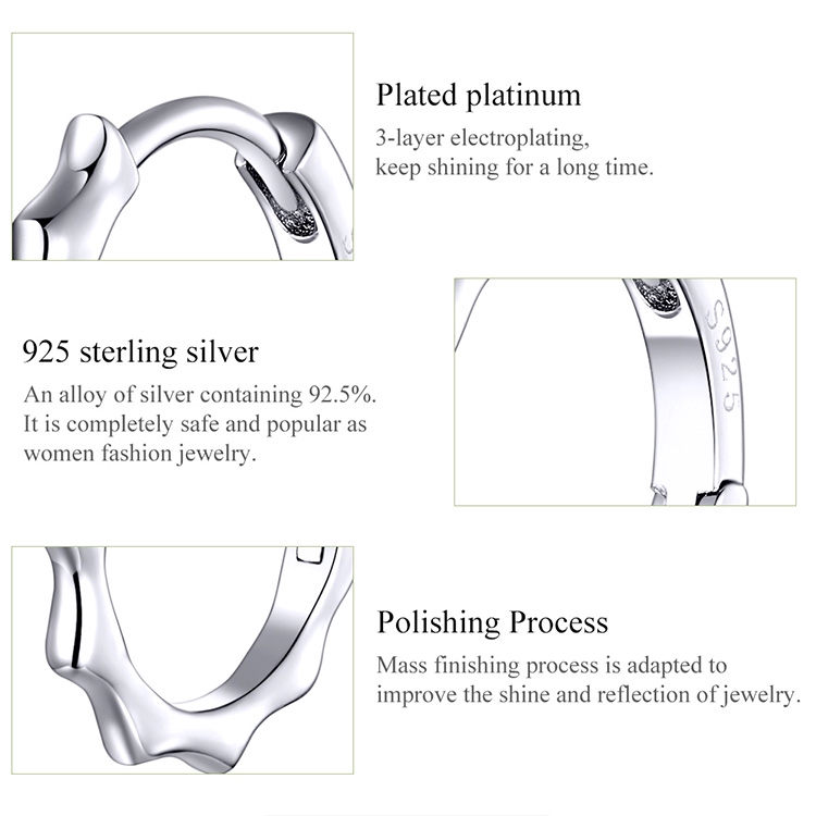 Khuyên Tai Bamoer SCE843 Bằng Bạc 925 Thiết Kế Vòng Tròn Bản Lớn Đơn Giản