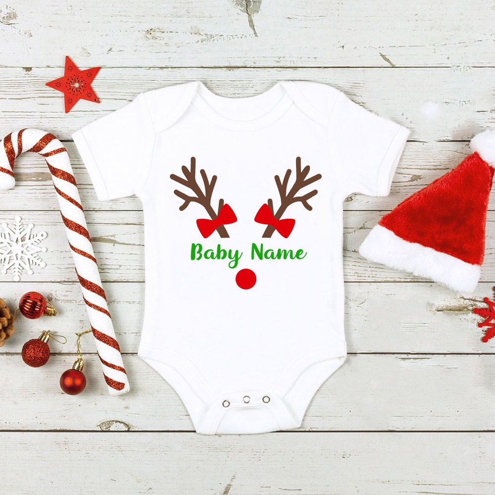 Bộ đồ liền thân hình tuần lộc noel xinh xắn cho bé gái