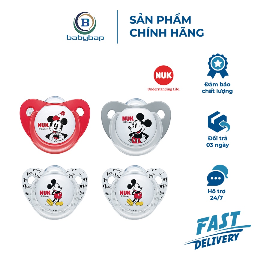 Bộ 2 Ti Giả NUK Sleeptime Silicone Plus (Mickey) An Toàn, Siêu Mềm Và Khó Rách
