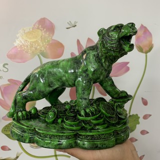 [Tượng Hổ] Tượng đá con Hổ trang trí phong thủy tài lộc - Màu xanh lục bích - Chiều Cao 18cm - Bột đá