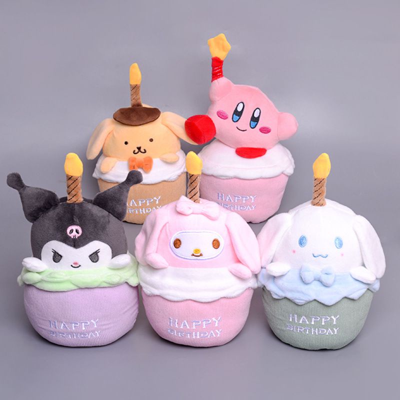 Sanrio Búp Bê Nhồi Bông Hình Bánh Sinh Nhật Kuromi Melody Có Nhạc Và Nến