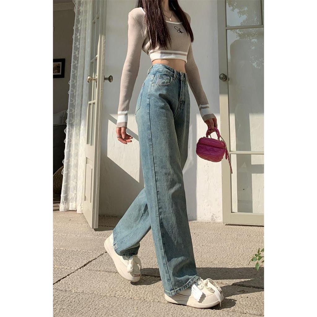 Quần Denim Ống Suông Rộng Lưng Cao Thời Trang Cá Tính 63077