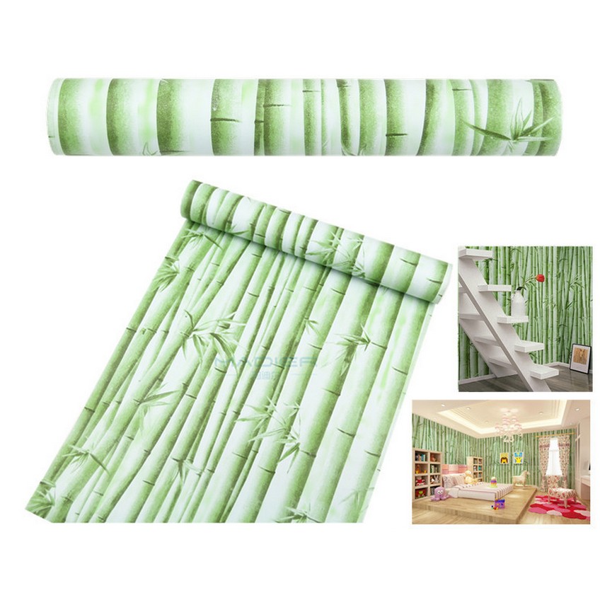 Decal giấy dán tường trúc xanh lợt khổ 45cm (giá bán 1m dài)