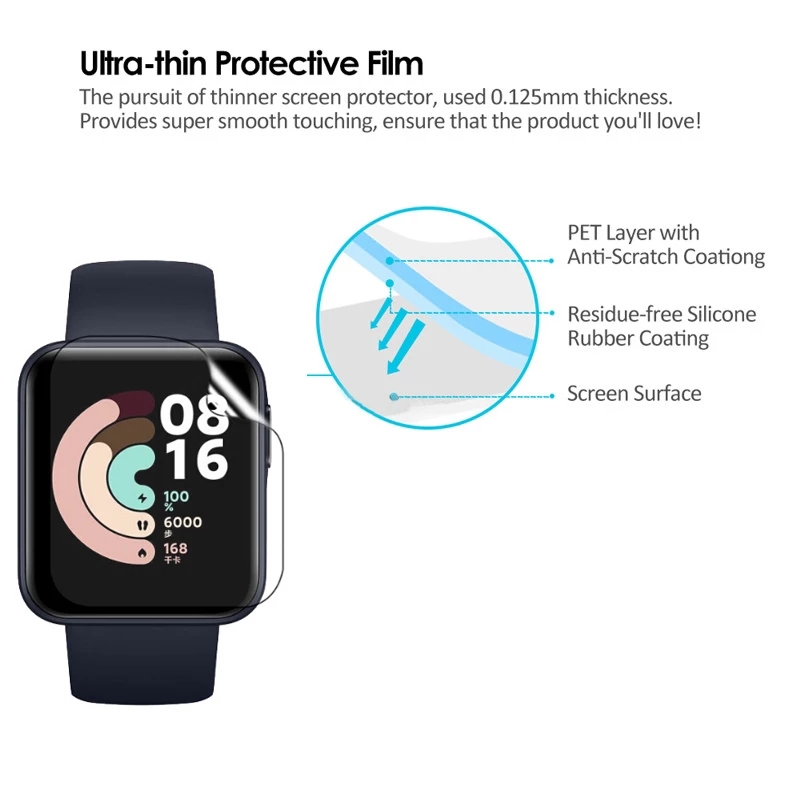 for Xiaomi Mi Watch Lite smart watch Screen Protector Soft Full Cover Protective Film Xiaomi Mi Watch Lite