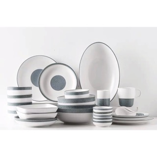 Set bát đĩa men bông tuyết - Bộ đồ ăn phong cách Hàn Quốc