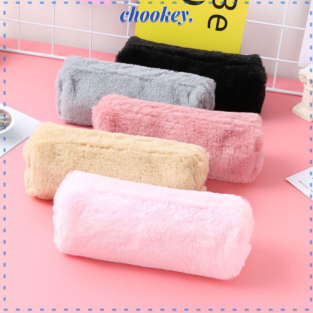 CHOOKEY Fashion Pen Bag Coin Purse Solid Color Plush Pencil Case Cosmetic Gifts Zipper Handbags Makeup Pouch
