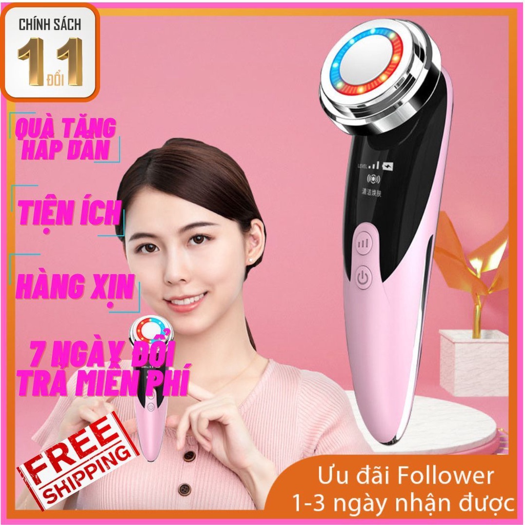 Máy Massage Mặt - Máy Đẩy Tinh Chất Dưỡng Chất Mát Xa Mặt Ion Điện Di Tinh Chất Máy Rửa Mặt Cầm Tay Mini