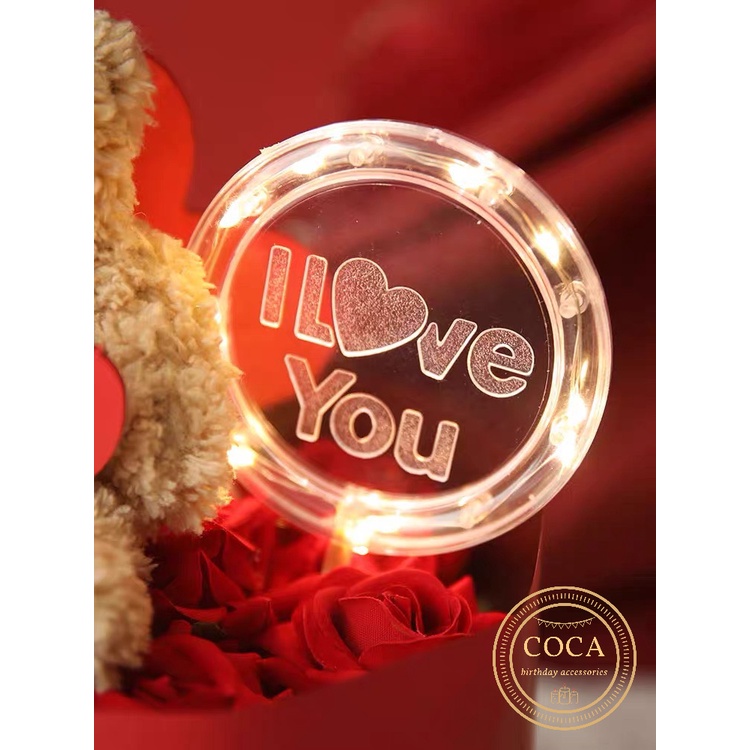 Đèn LED tròn chữ I LOVE YOU dùng trang trí tiệc, quà tặng, hộp quà, bó hoa, bánh kem