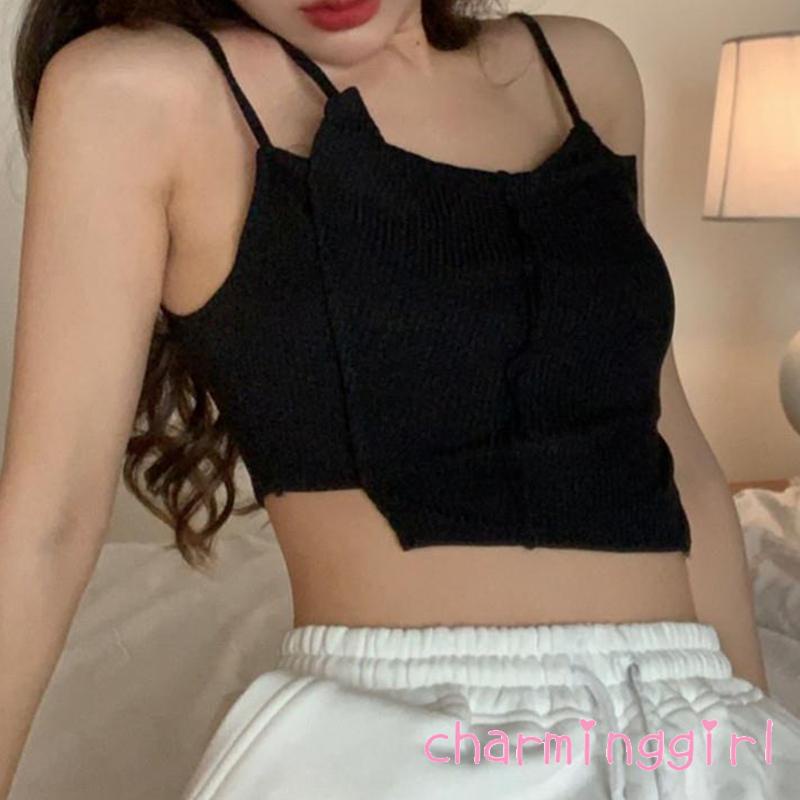 Áo hai dây dệt kim màu sắc thời trang cho nữ