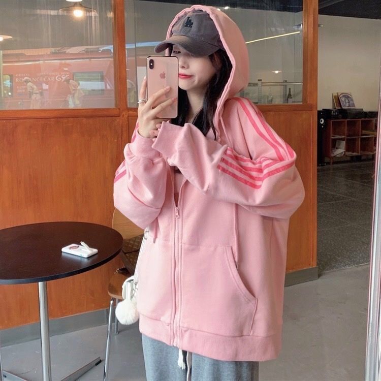 【Yuki】Áo khoác màu hồng siêu xinhhh sọc kẻ tay phong cách Hàn QUốc | BigBuy360 - bigbuy360.vn