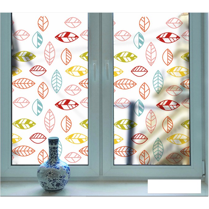 Decal Dán Kính Cao Cấp - Lá Viền Màu ( 60x116 )