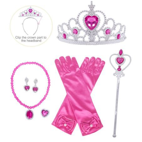 Bộ Phụ Kiện Công Chúa Elsa, Anna, Bela, Bạch Tuyết, Công Chúa Ngủ Trong Rừng, Sofia Màu Hồng, Màu Xanh Cho Bé Gái