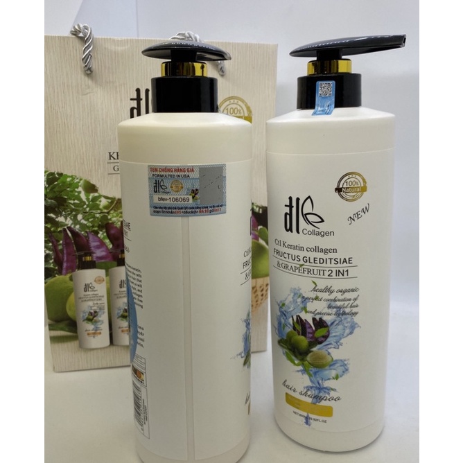 Bộ Đôi Dầu Gội Và Xả Phủ Collagen Chiết Xuất Bồ Kết Bưởi Chính Hãng 100%- Duonghieu6789