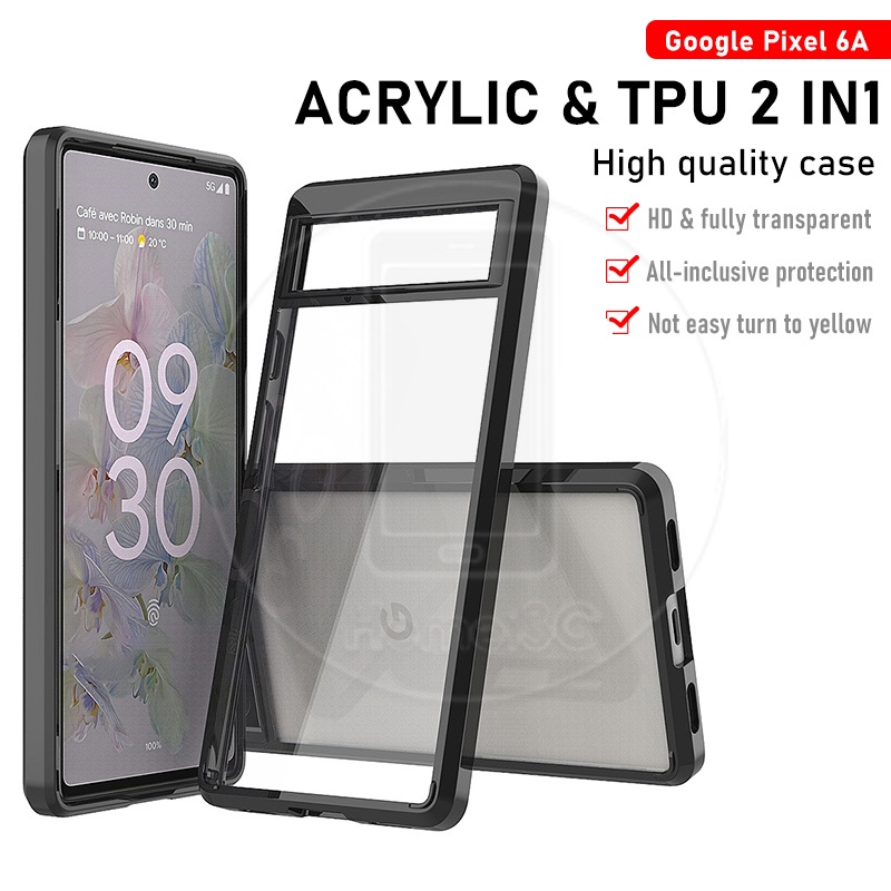 Ốp Điện Thoại Acrylic Cứng Trong Suốt Cho Google Pixel 6A 6 5 5A 4A Pro Pixel6A 5G 4G
