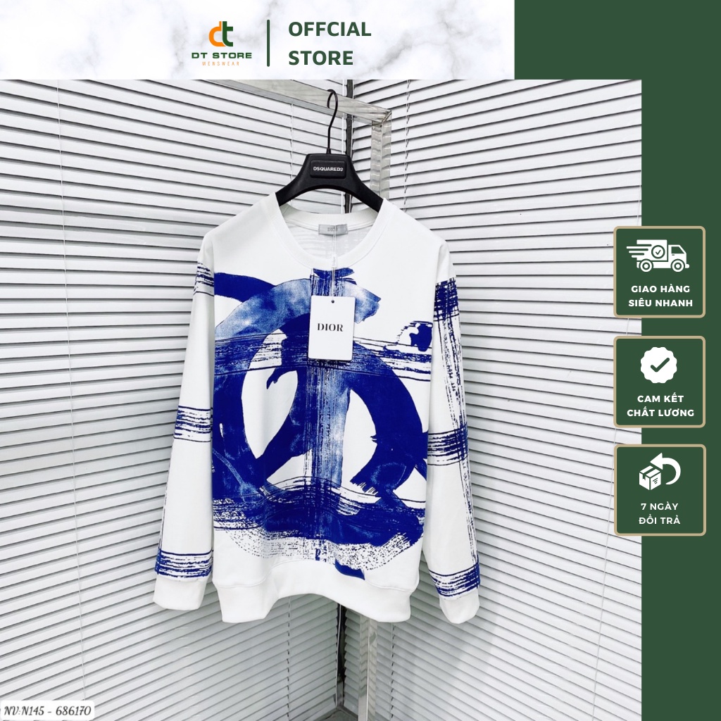 Áo Sweater Nam Di.or Phối Họa Tiết Hình Màu Xanh Trước Ngực - Áo Nỉ Nam Nữ Di.or Cao Cấp DT STORE MENWEAR