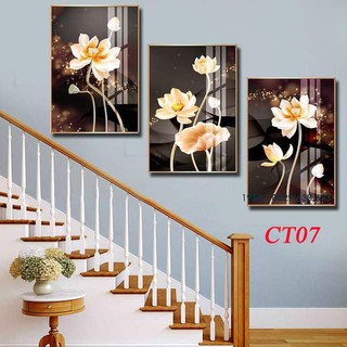 [Xả kho] Tranh tráng gương  3 bức treo cầu thang có khung phong cách hiện đại
