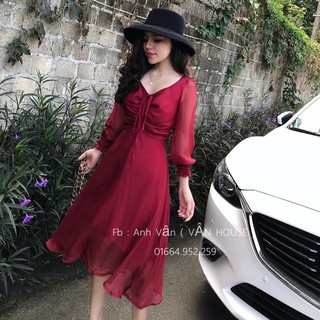 Đầm voan dây rút tiểu thư