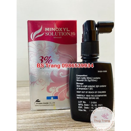 Xịt ngừa rụng tóc, hói, kích thích mọc tóc Minoxyl Solution 3% (60ml)