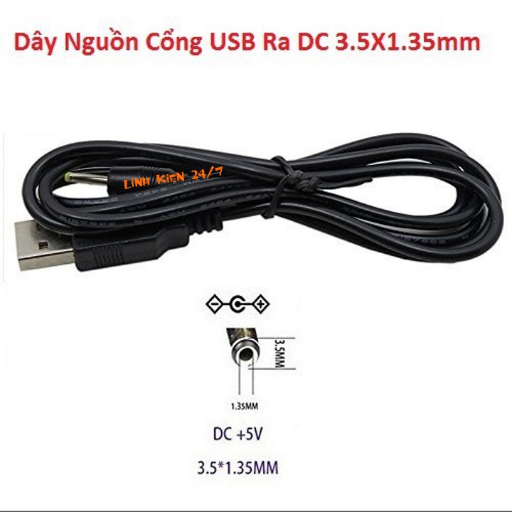 Dây Nguồn Cổng USB Ra Đầu DC 3.5X1.35mm