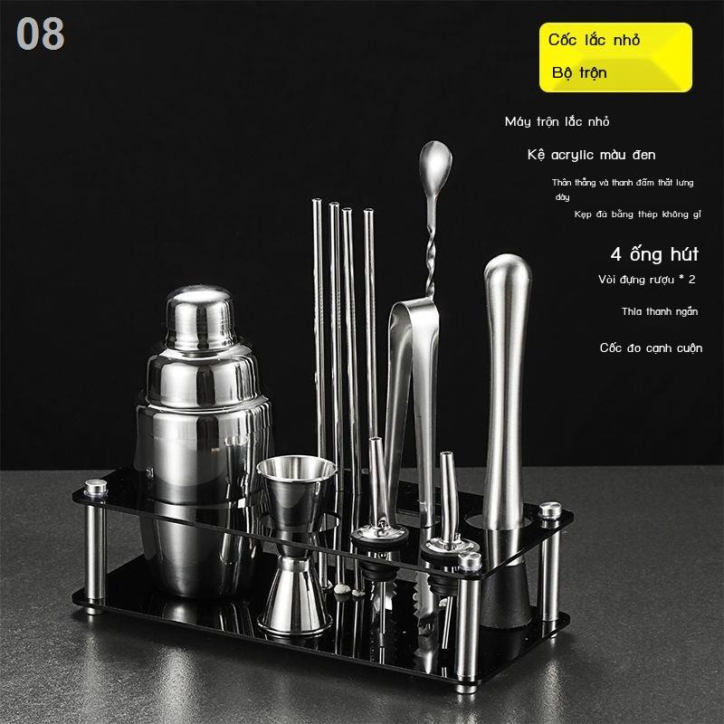 Dụng cụ pha chế bartender bằng thép không gỉ bộ shaker thủy tinh cocktail bar chuyên nghiệp cốc nồi