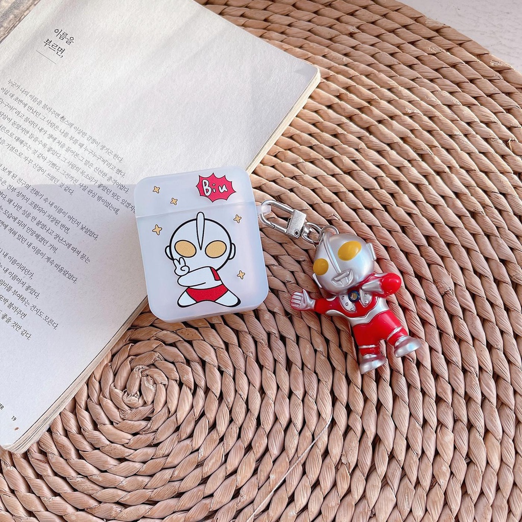 Vỏ Bảo Vệ Hộp Sạc Tai Nghe Bluetooth AirPods 1 2 pro 3 2021 gen3 Bằng Silicon Tpu Mềm Chống Sốc Hình Ultraman