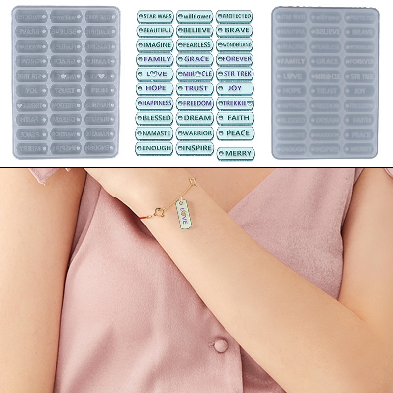 Khuôn Silicon Bảng Thẻ Chữ Tiếng Anh Size Nhỏ Làm Trang Sức