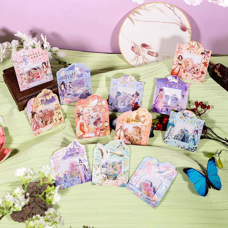 Sticker cổ trang - nhãn dán trang trí - ánh kim - Sênh Ca Lệnh - 1 pet x 40 tờ