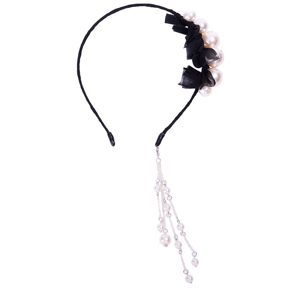 Băng Đô Đính Ngọc Trai Nhân Tạo Có Thể Tháo Rời Phối Tua Rua Thời Trang Cổ Điển Cho Nữ