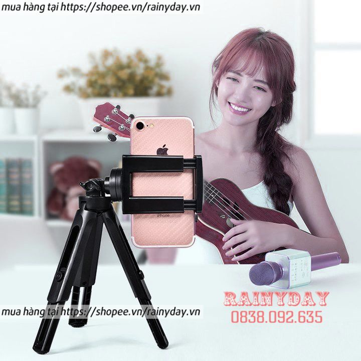 Chân đỡ điện thoại, tripod mini để kẹp điện thoại máy ảnh 3 chân livestream quay phim video chụp ảnh