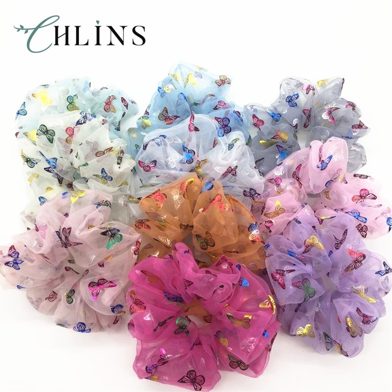 Dây buộc tóc CHLINS họa tiết bươm bướm xinh xắn dành cho nữ