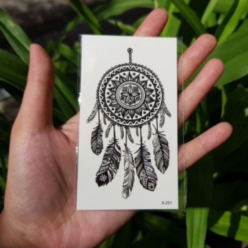 Hình xăm dreamcatcher x251. Xăm dán tatoo mini tạm thời, size &lt;10x6cm