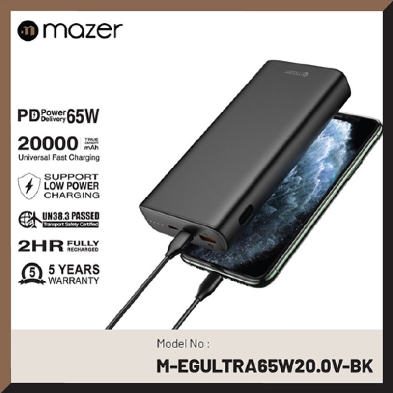 Pin Dự Phòng Mazer Infinite.BOOST ULTRA.POWER PD65W Laptop Portable Charger - BH 5 năm