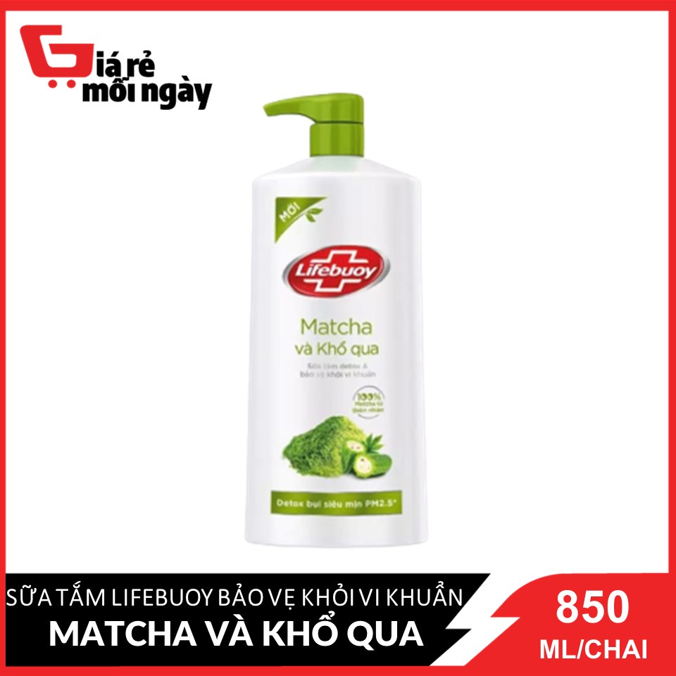 Sữa tắm Lifebuoy Bảo Vệ Khỏi Vi Khuẩn Matcha Và Khổ Qua (Xanh Lá) Chai 850ml