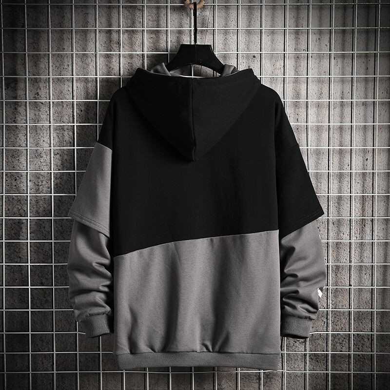 Áo khoác hoodie tay dài dáng rộng giả nhiều lớp cá tính trẻ trung