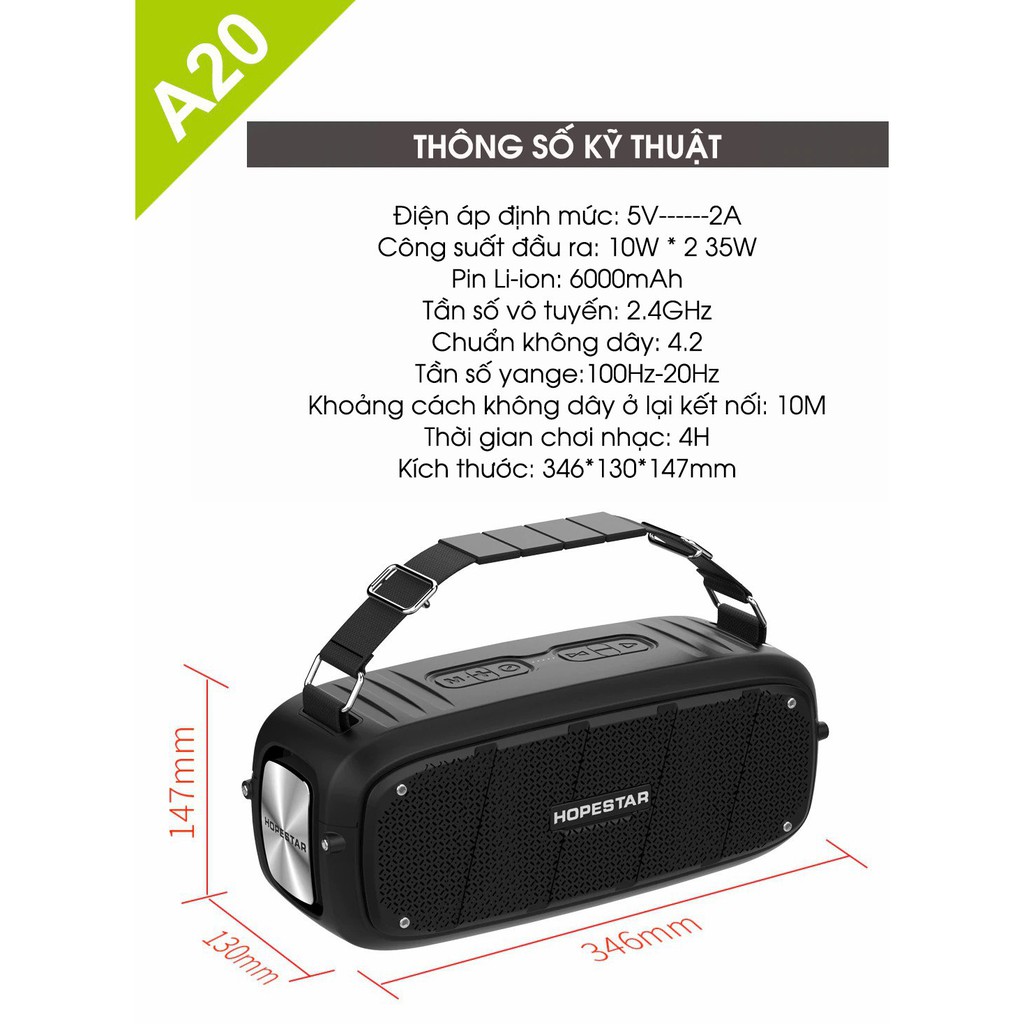 HOPESTAR-A20 Di Động Loa Bluetooth 55W Super Bass Stereo Loa Siêu Trầm Nghe Nhạc Âm Thanh Boombox có tặng kèm micro