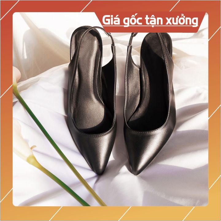 GIÀY CAO GÓT NỮ ĐẾ VUÔNG 5CM MŨI NHỌN, HỞ GÓT CAO CẤP THƯƠNG HIỆU PAMELA MÃ H7