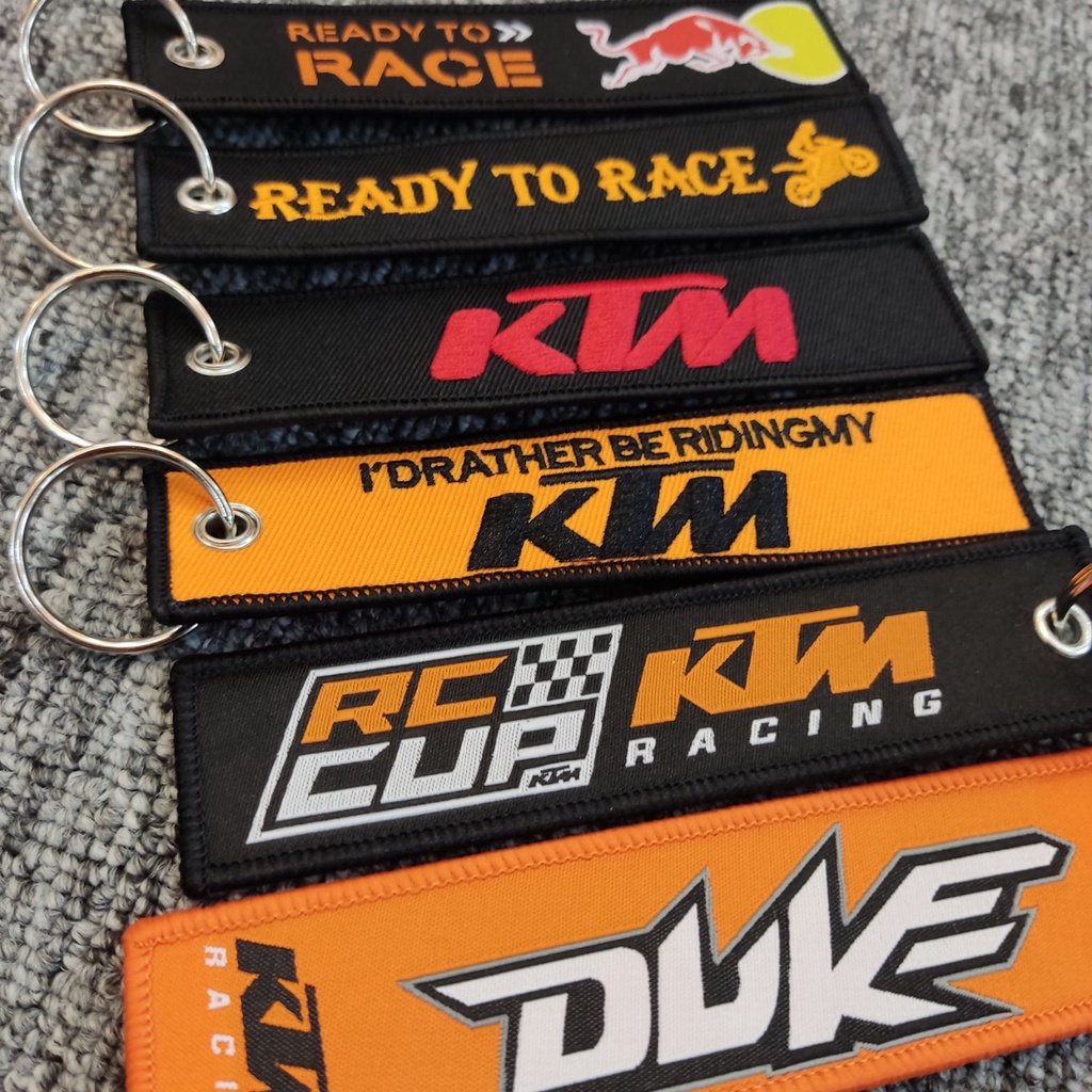 Móc chìa khóa vải 13x3cm thêu chữ KTM Duke Ready to Race