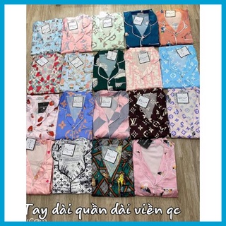Đồ ngủ Pyjamas quần dài tay dài chất lụa Satin mềm mịn thoáng mát Rosa Accessories có video thật