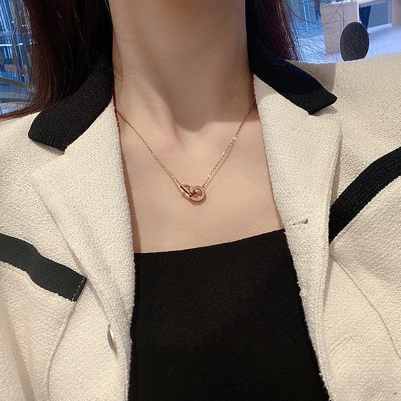 Korean Style D-face Stainless Steel Titanium Necklace